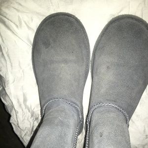 BEARPAW Gray SUEDE SHEEPSKIN WOOL WOMEN BOOT
